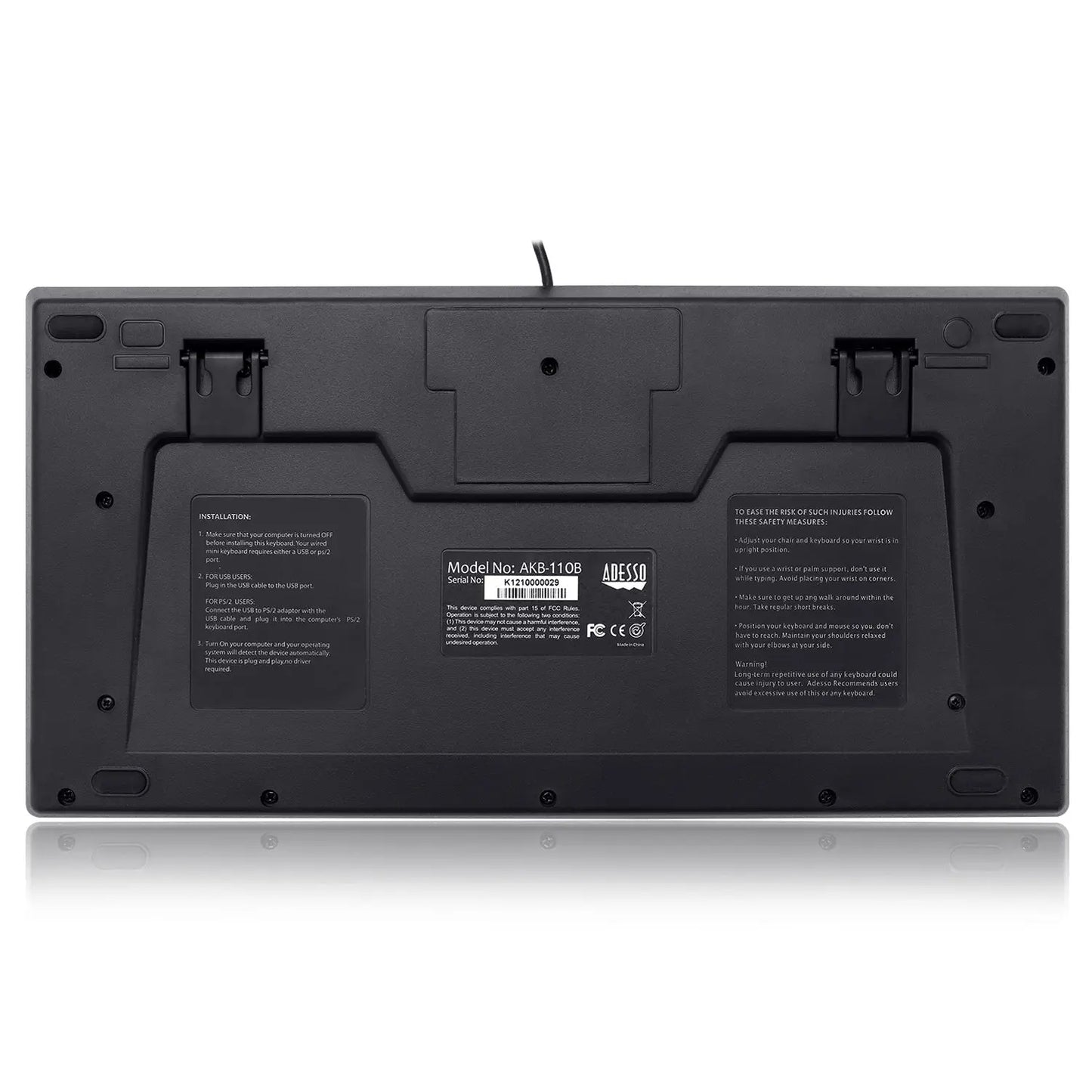 Adesso AKB-110B - Mini toetsenbord - Bedraad USB - Zwart Adesso
