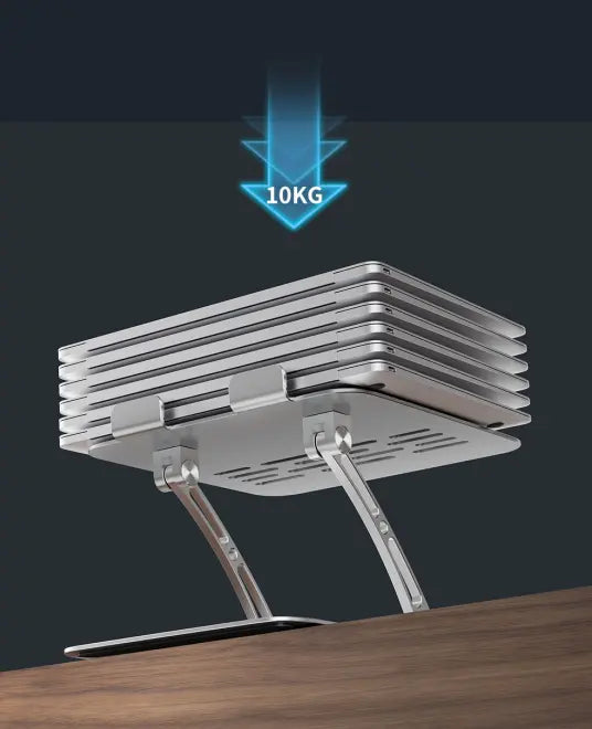 VersaStand Laptopstandaard - Aluminium Laptophouder - Laptopverhoger - Opvouwbaar - Zilver Spire