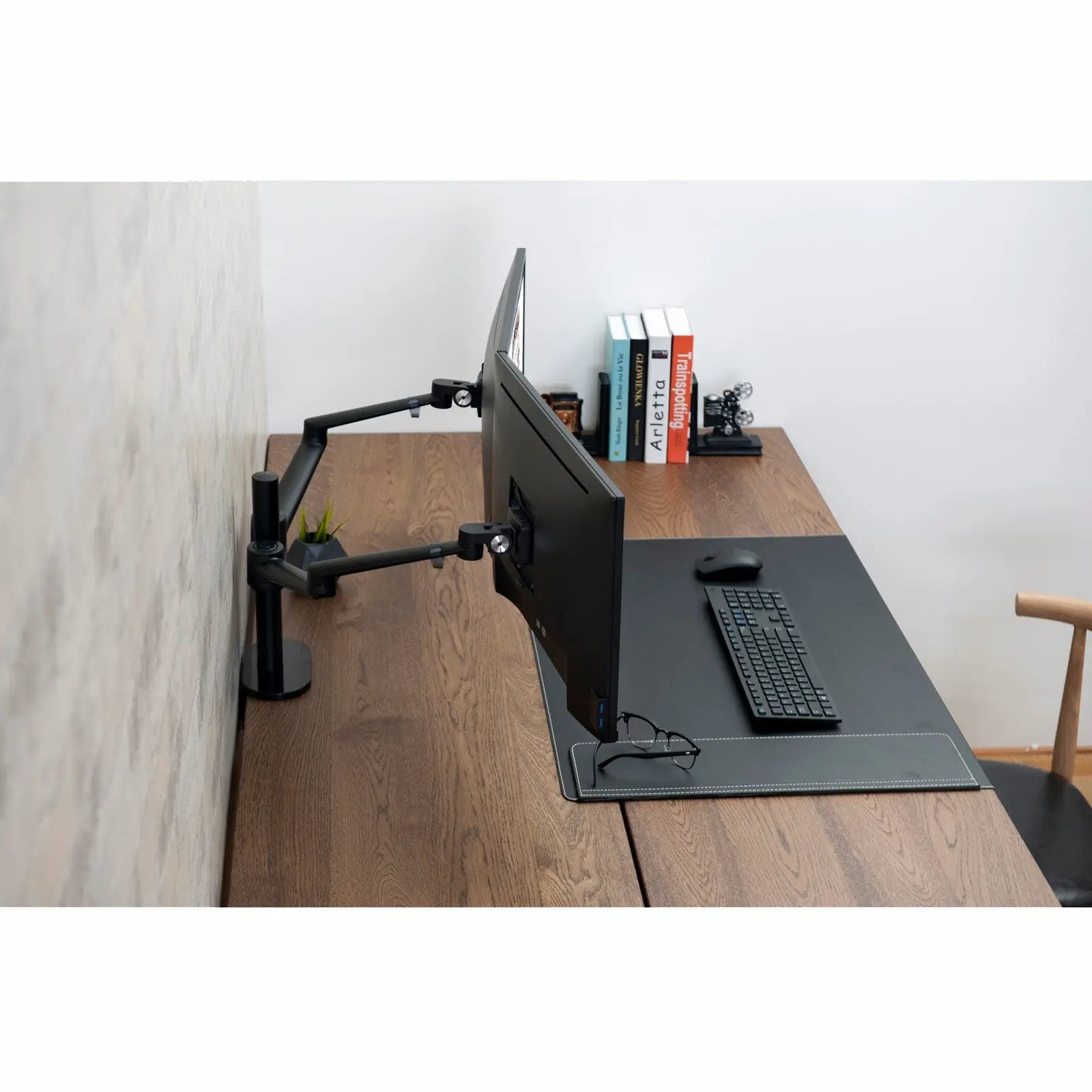 Monitor arm twee schermen - Spire Monitor Beugel voor 2 displays - Monitor standaard zwart Spire
