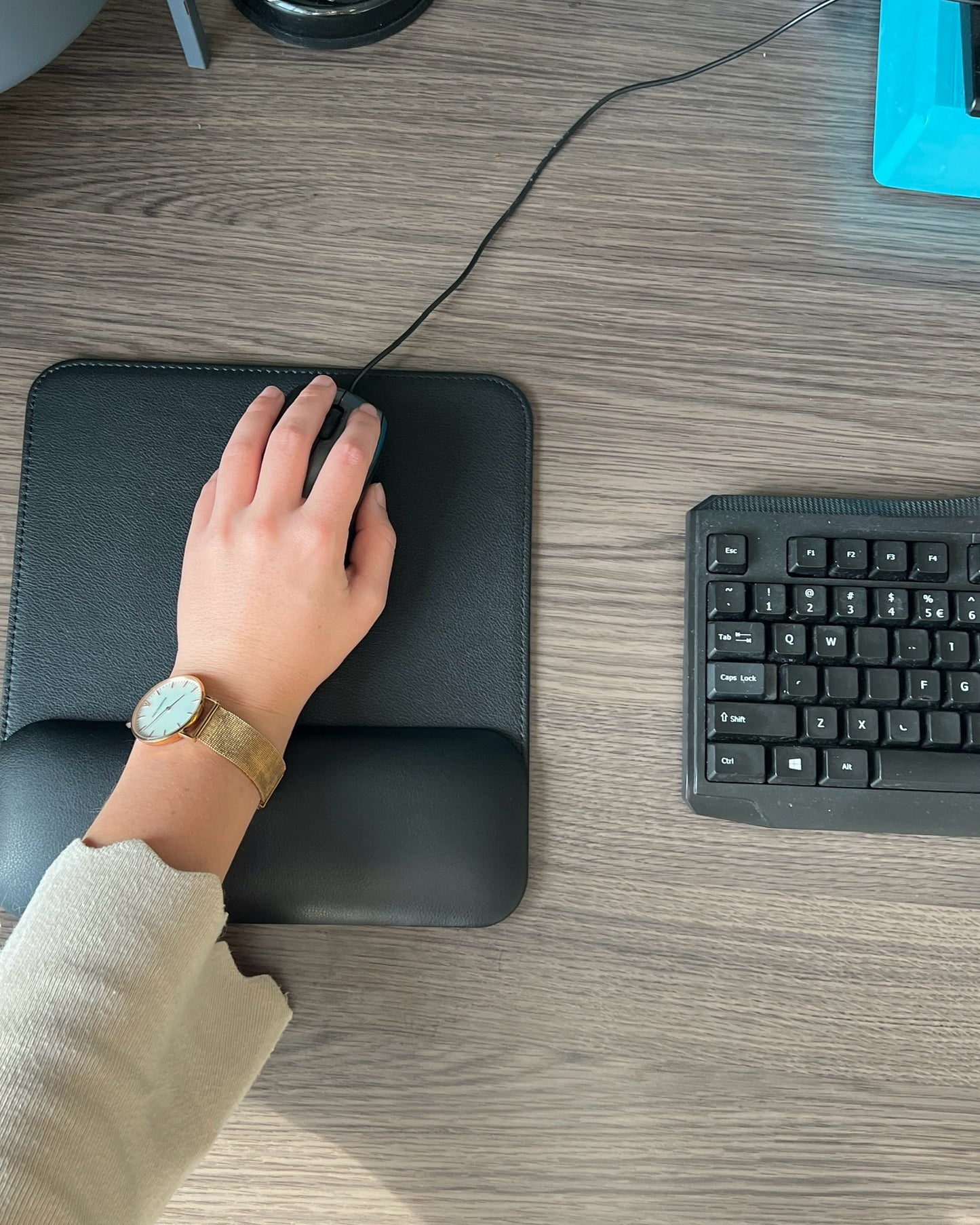 Muismat met polssteun van leer - eenvoudig reinigen