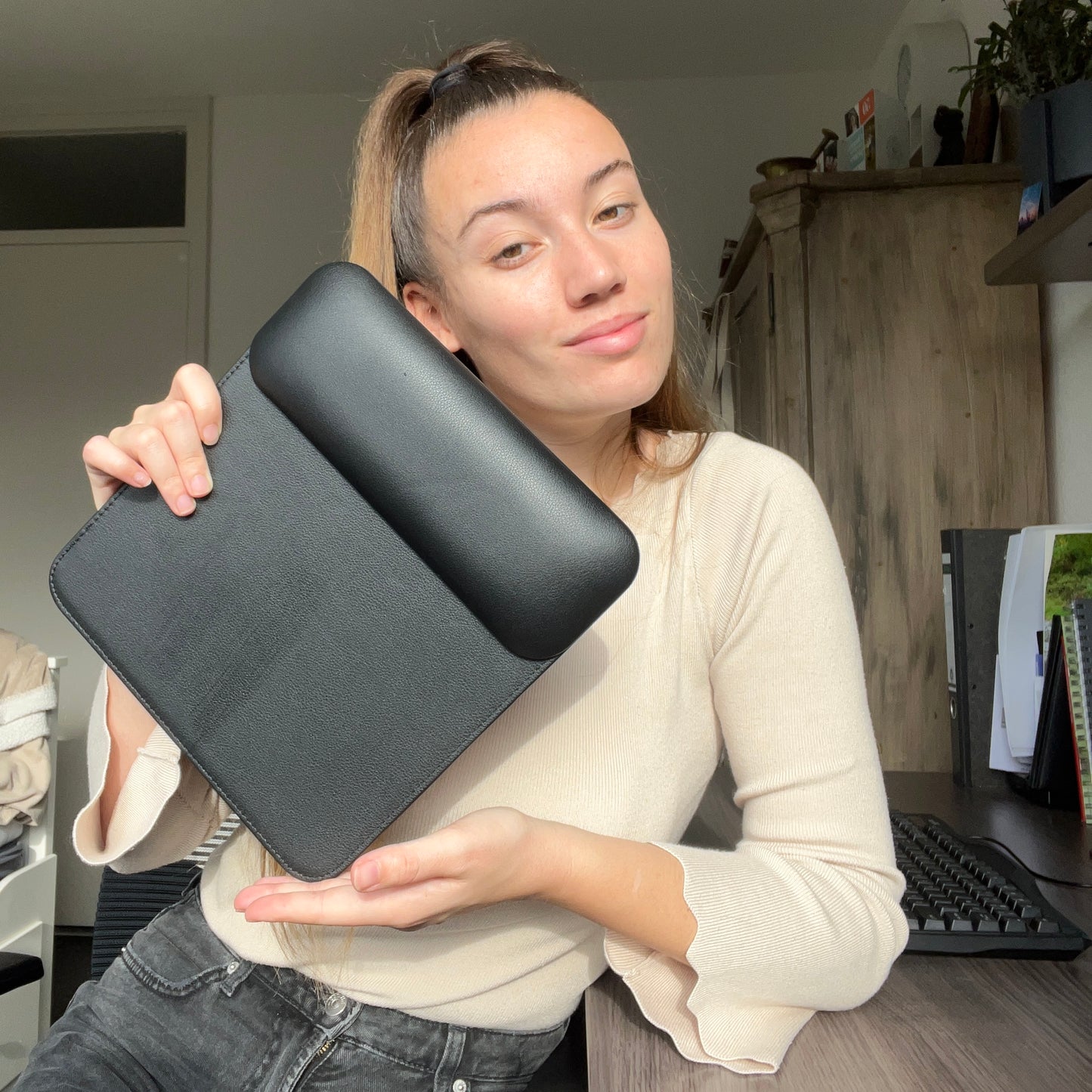 Muismat met polssteun van leer - eenvoudig reinigen