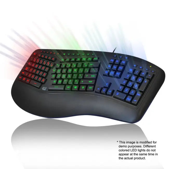 Kleurverlicht ergonomisch toetsenbord - Adesso AKB-150EB