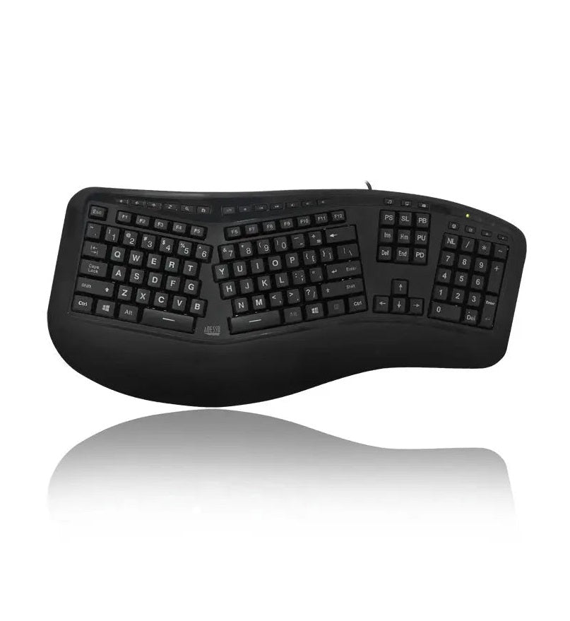 Ergonomische Tastatur mit farbiger Hintergrundbeleuchtung – Adesso AKB-150EB 