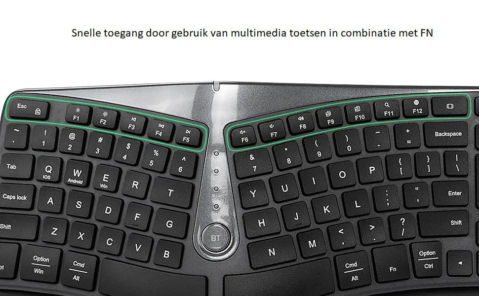 Gesplitst ergonomisch toetsenbord - toetsenbord met polssteun - Delux ergonomisch toetsenbord - Draadloos Delux